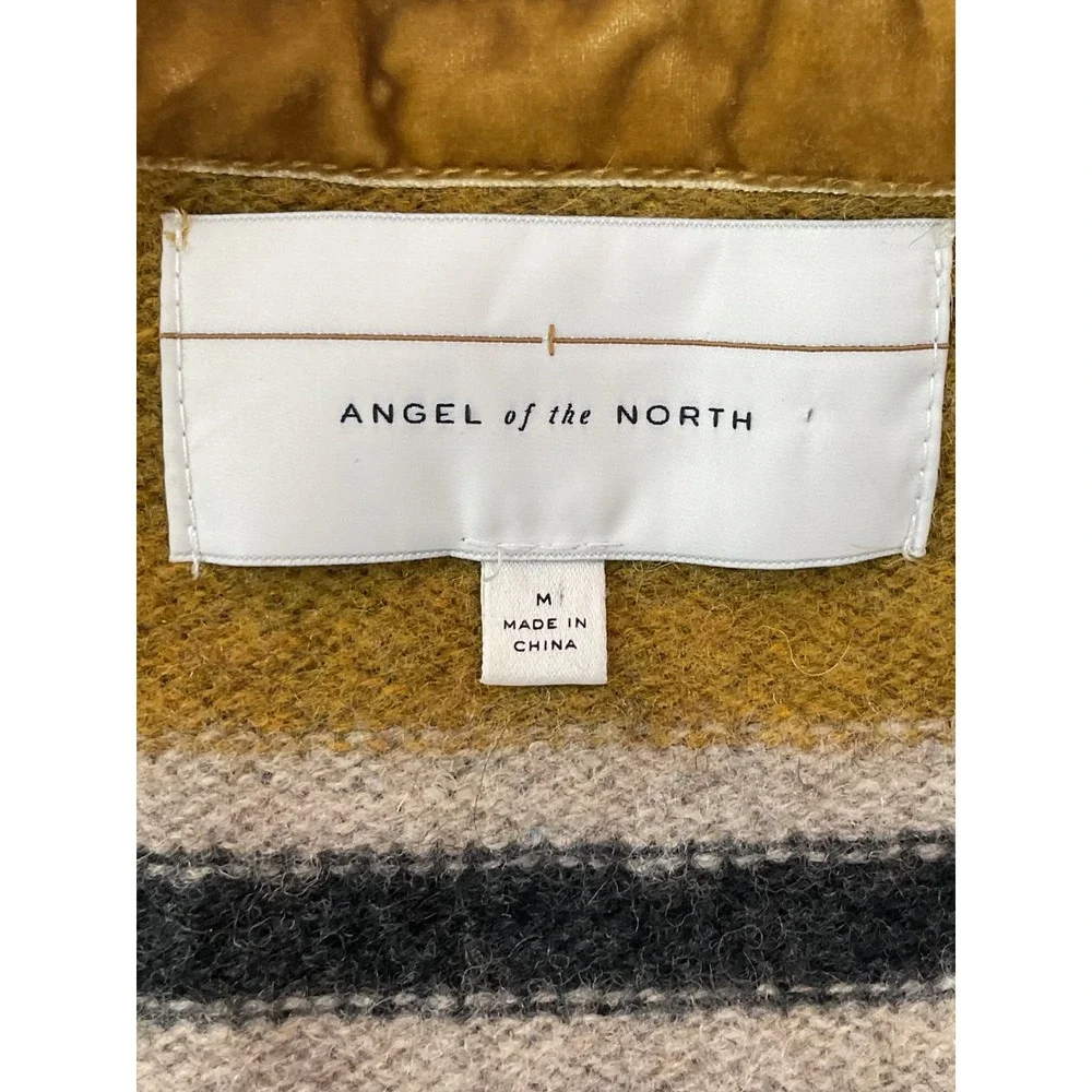 Angel of the North Striped Belted Cardigan Sweater Olive‎ Green Grey Mustard M
